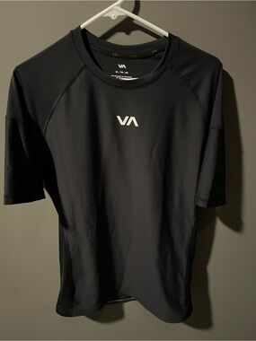 RVCA Black VA Logo rash guard, for BJJ, Jiu Jitsu or swim.
